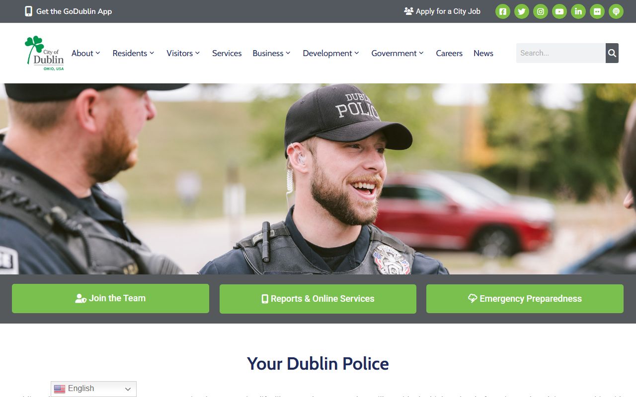 Dublin Ohio police department page for criminal history record requests