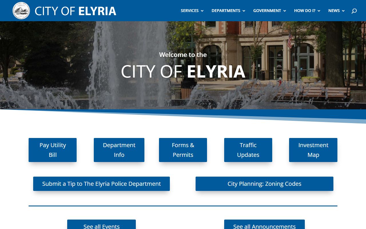 Elyria Ohio city portal for criminal history records