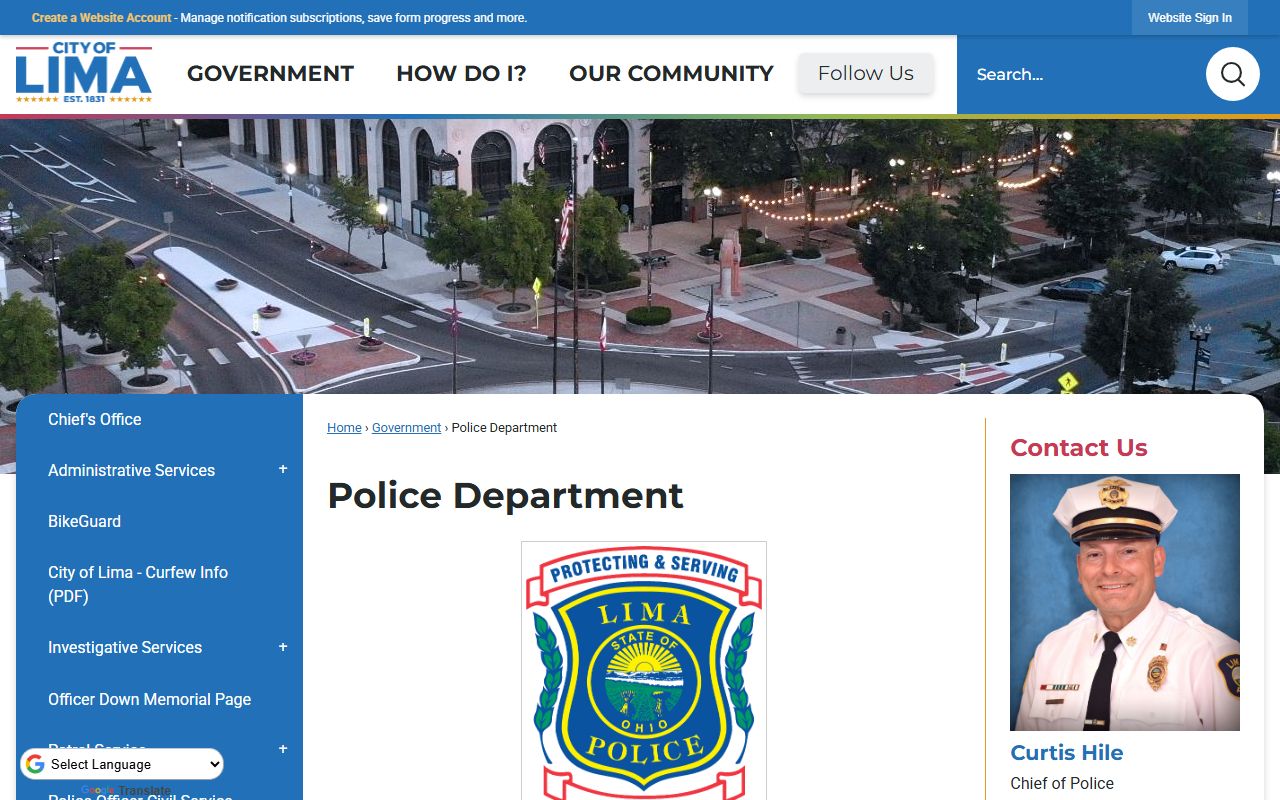 Lima Ohio police department page for criminal history record requests