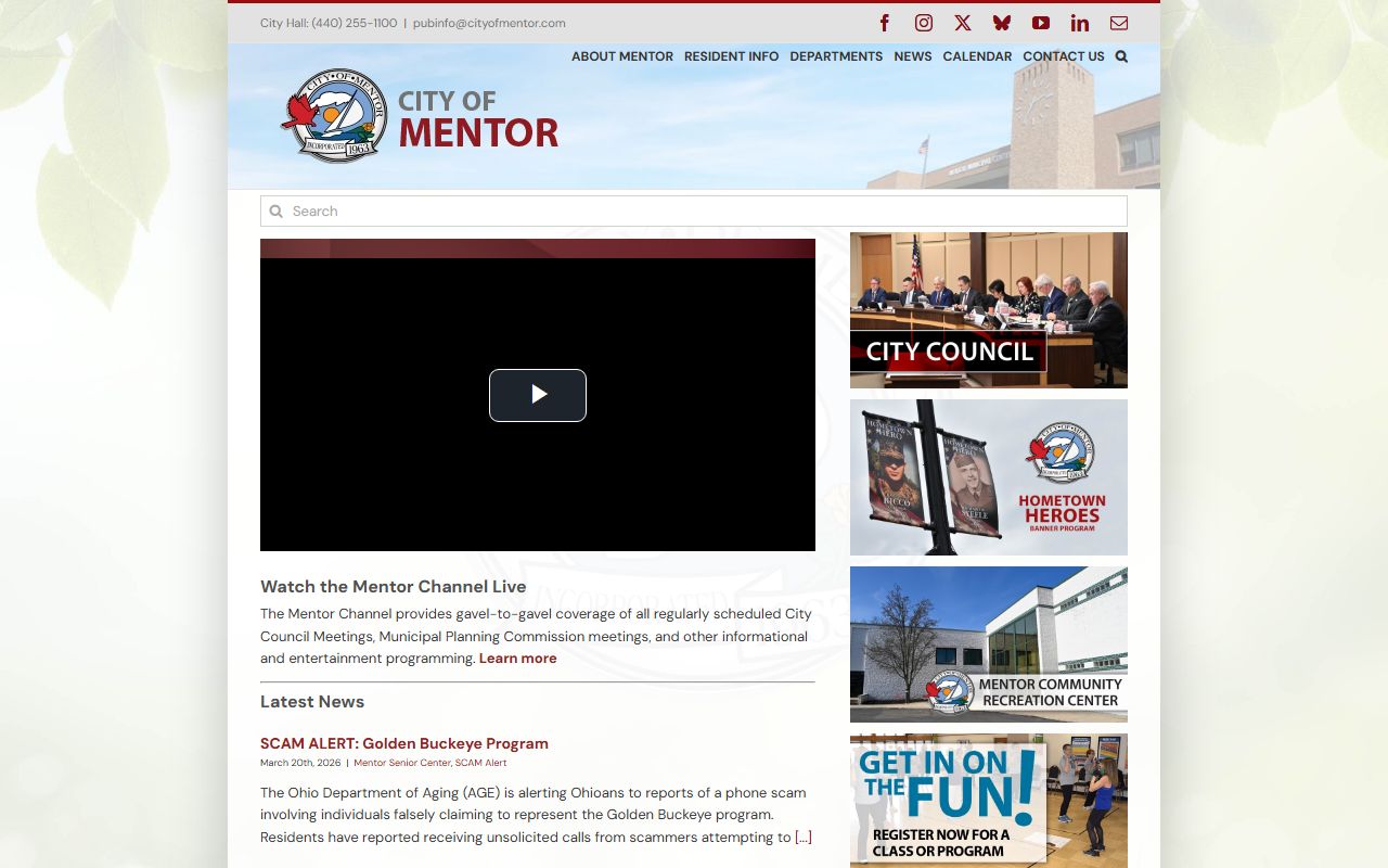 Mentor Ohio city portal for criminal history and public records