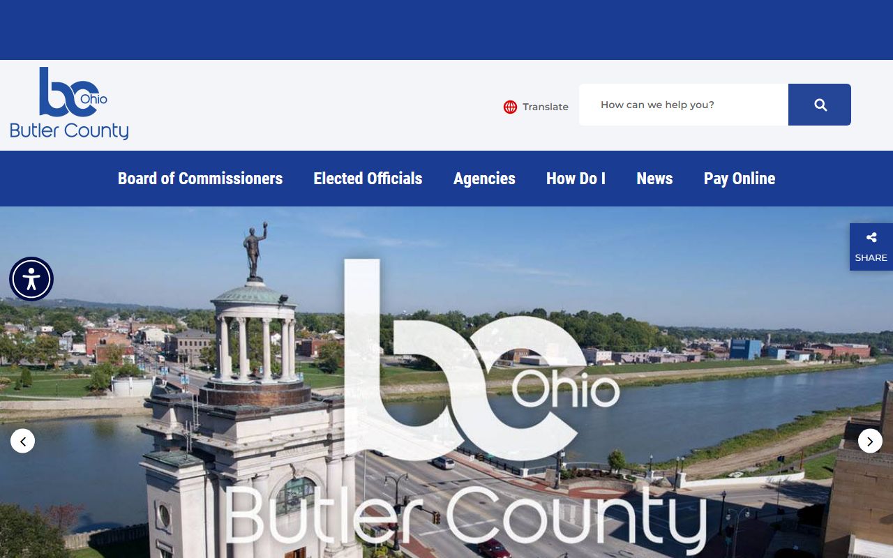Butler County Ohio government portal for criminal history record searches