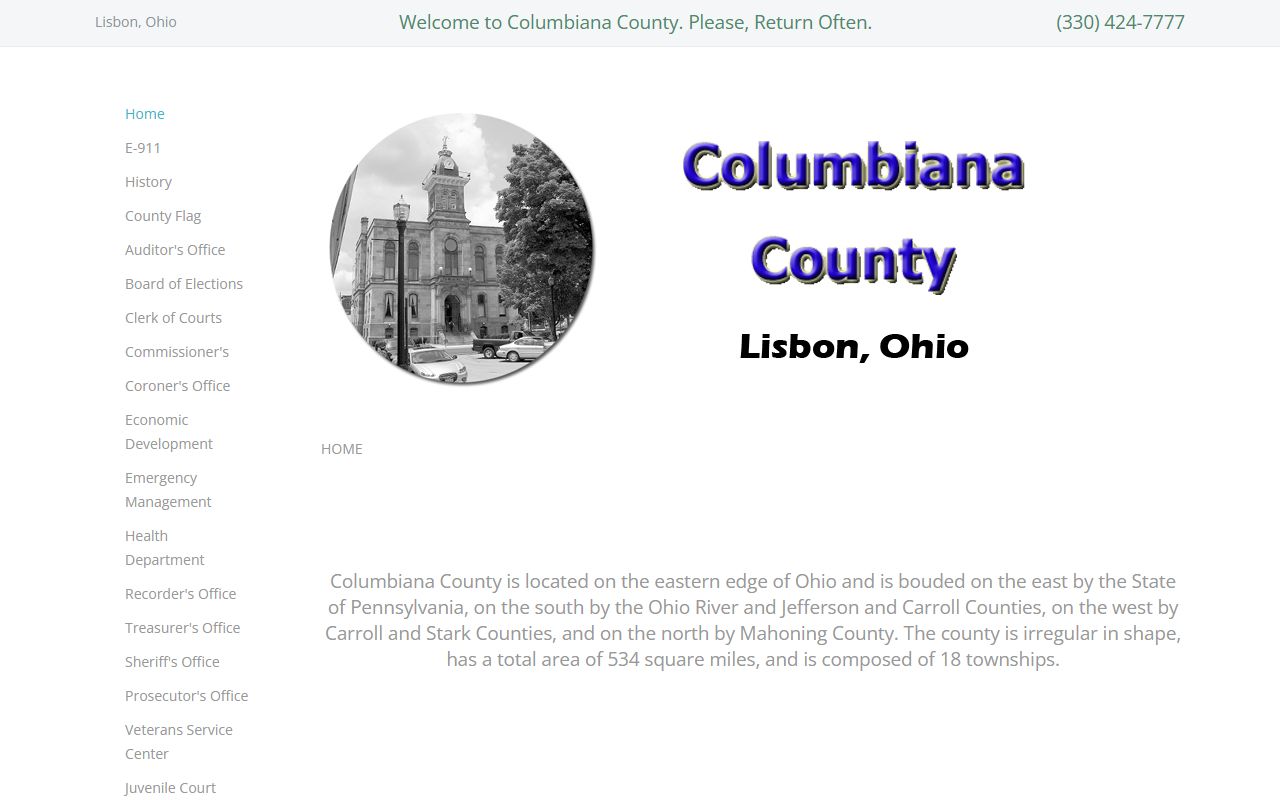 Columbiana County Ohio government portal criminal history records