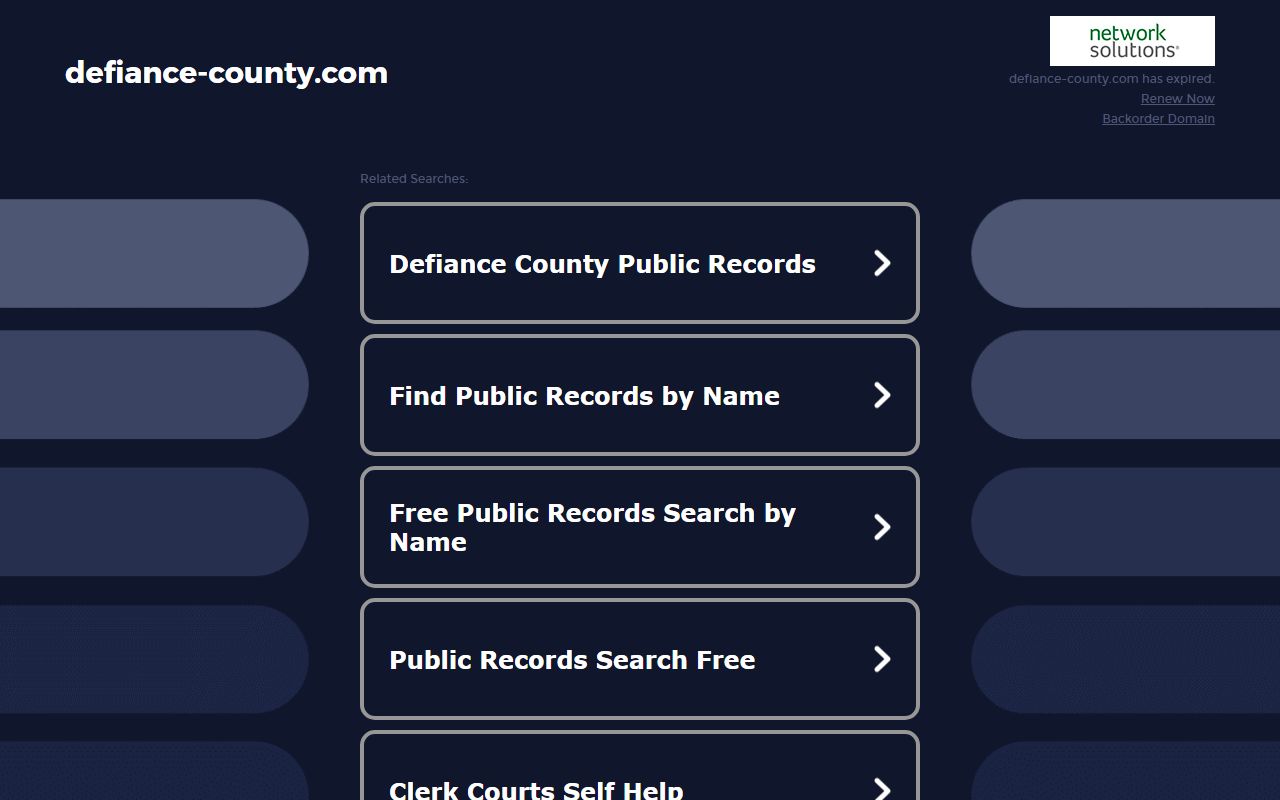 Defiance County Clerk of Courts office for criminal history records