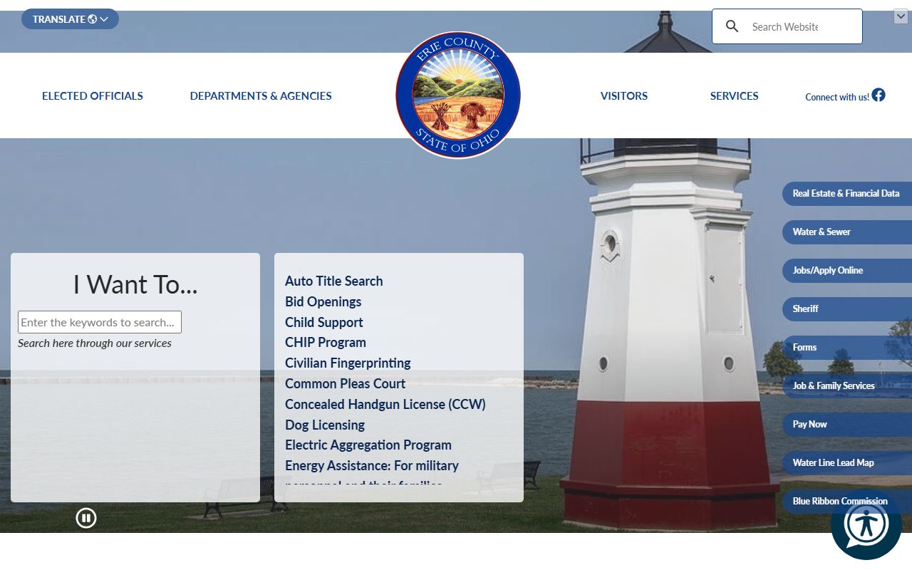 Erie County government main portal for accessing criminal history
