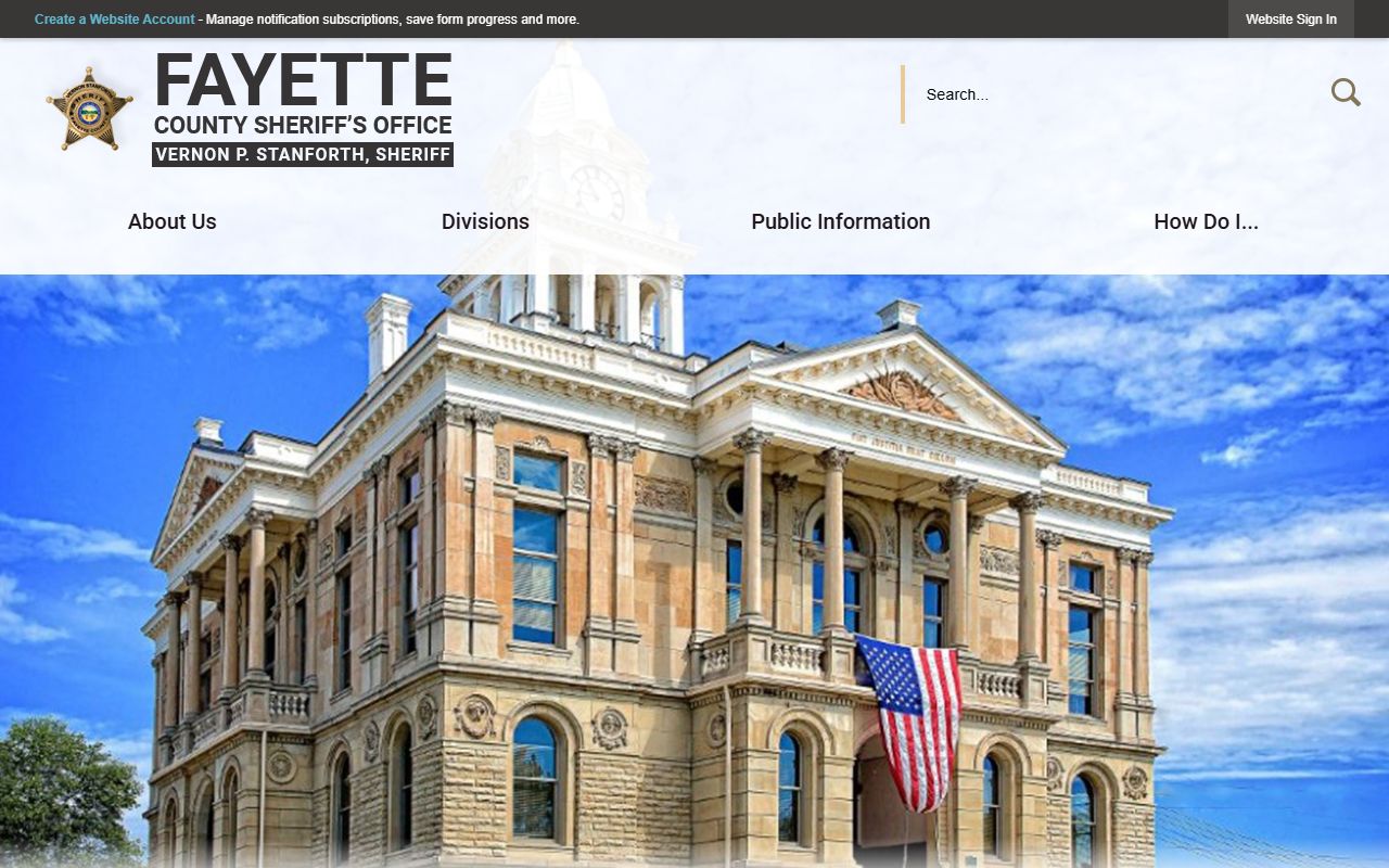 Fayette County Sheriff's Office website for criminal history and arrest records
