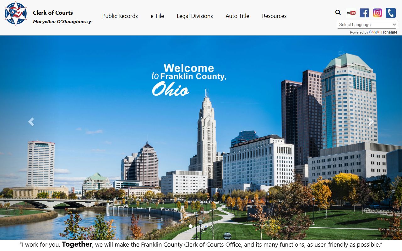 Franklin County Clerk of Courts office for criminal history record searches