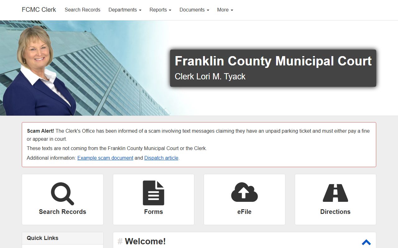 Franklin County Municipal Court Clerk office for misdemeanor criminal history