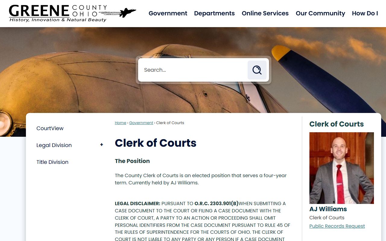 Greene County Clerk of Courts criminal history case search