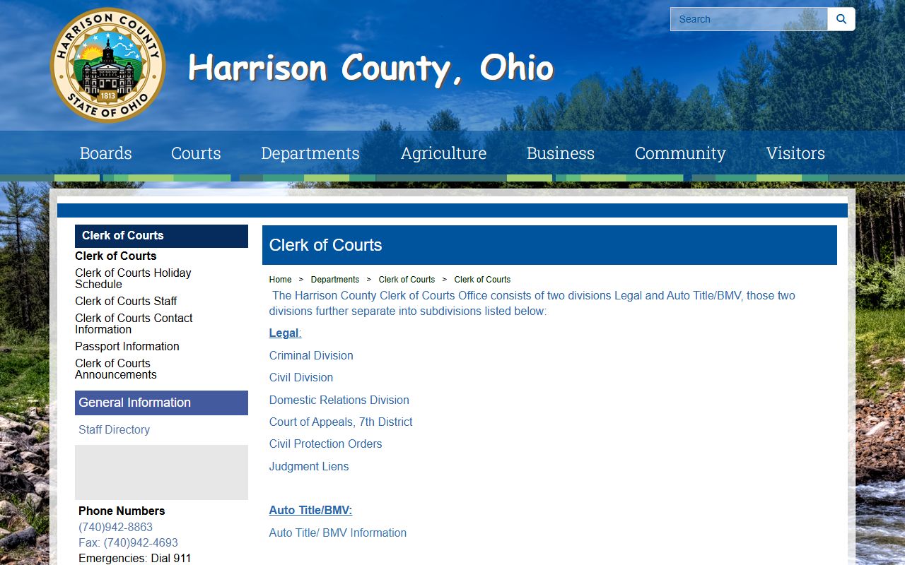 Harrison County Clerk of Courts for criminal history records