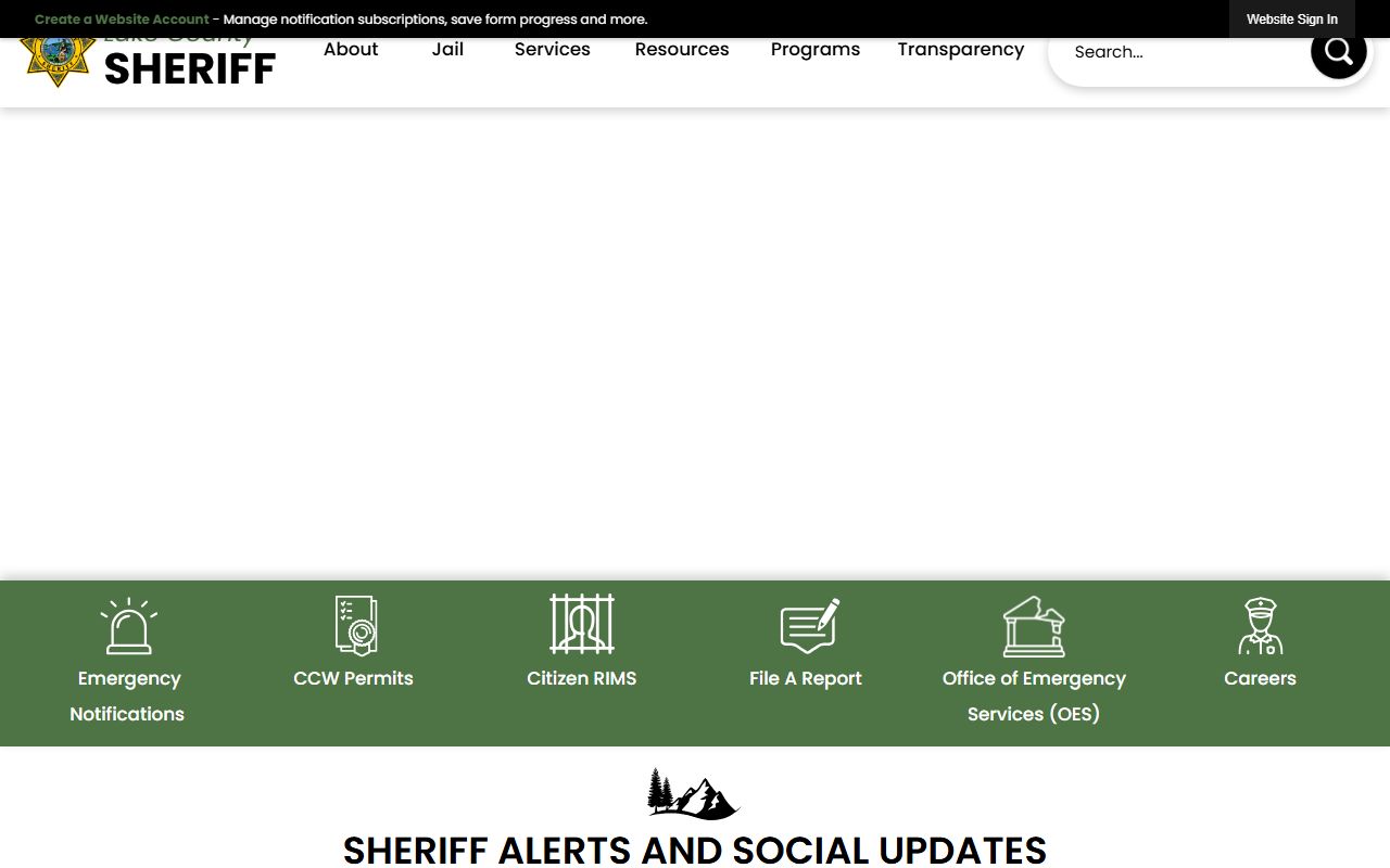 Lake County Sheriff's Office website for criminal history and arrest records