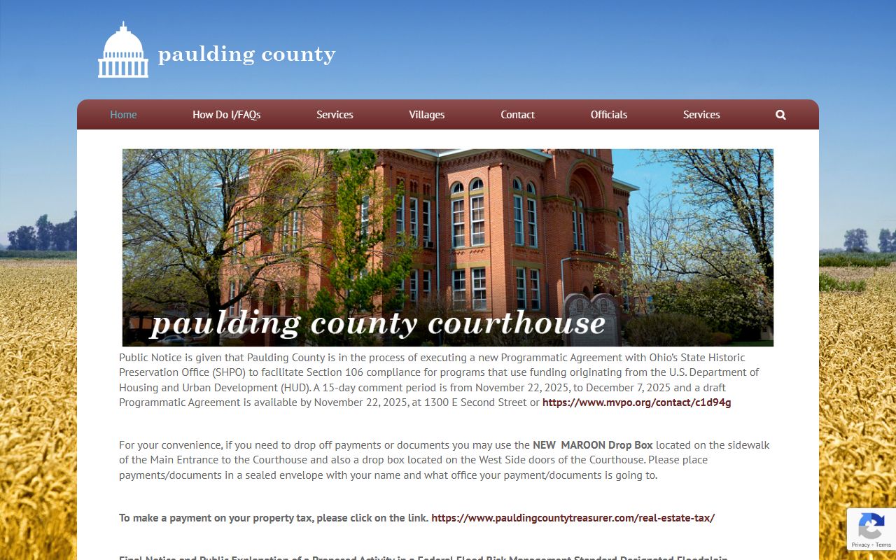 Paulding County Ohio government portal for criminal history records