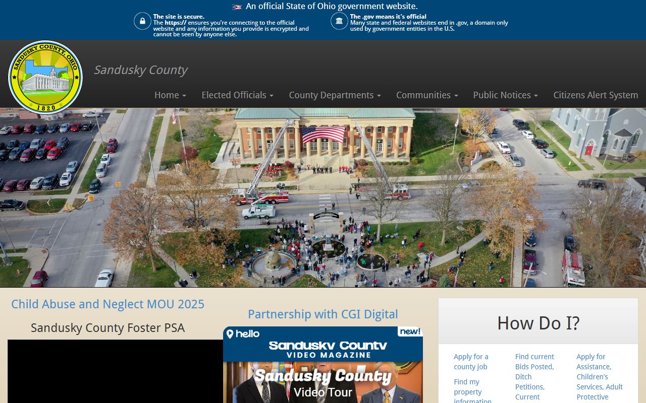 Sandusky County Ohio government portal for criminal history and online payments