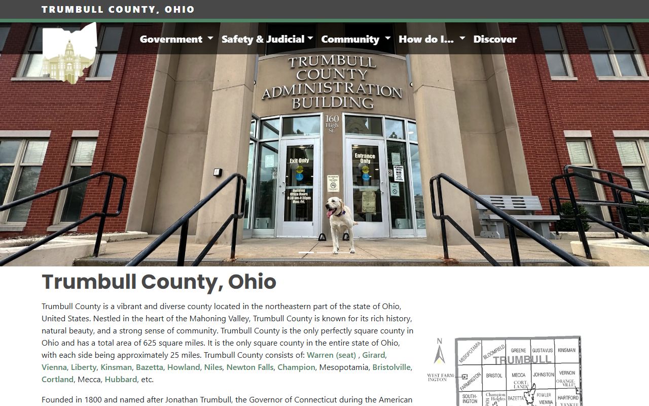 Trumbull County Ohio government main portal for criminal history records