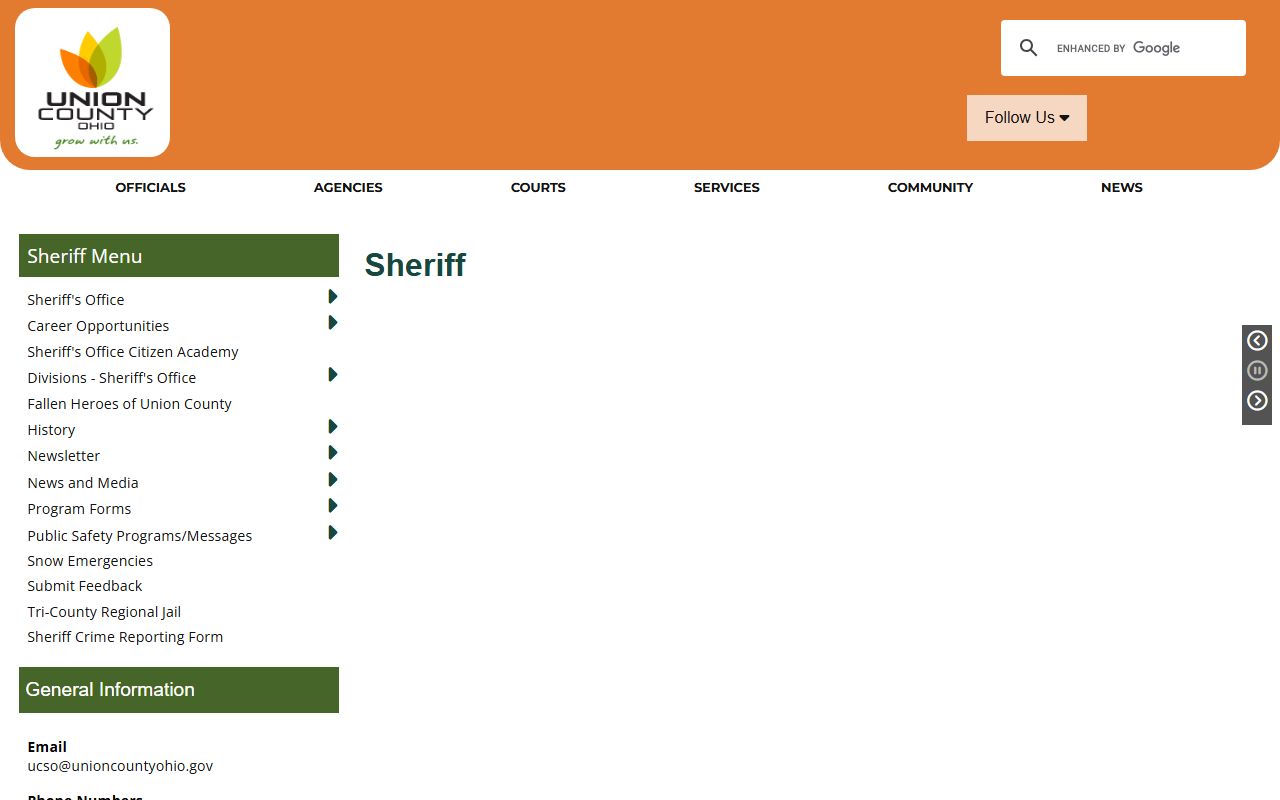 Union County Sheriff's Office for criminal history and arrest records
