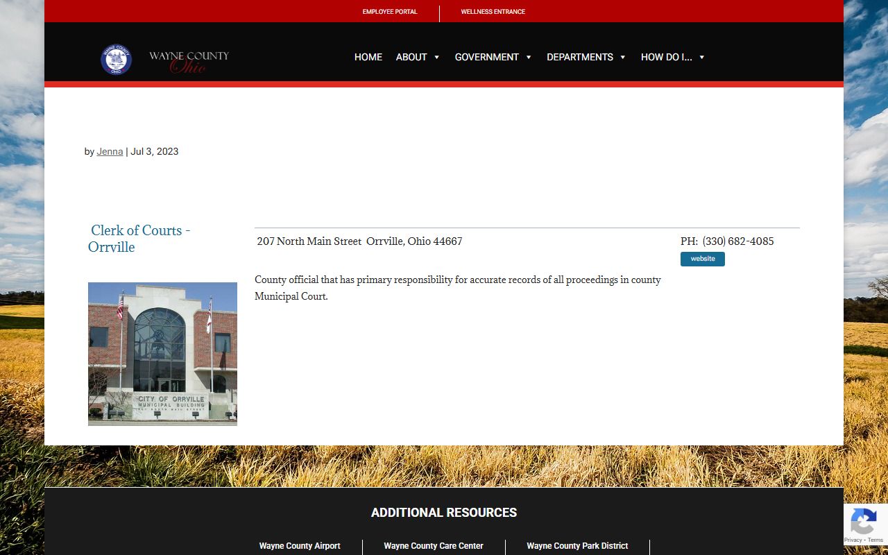 Wayne County Clerk of Courts for criminal history record searches